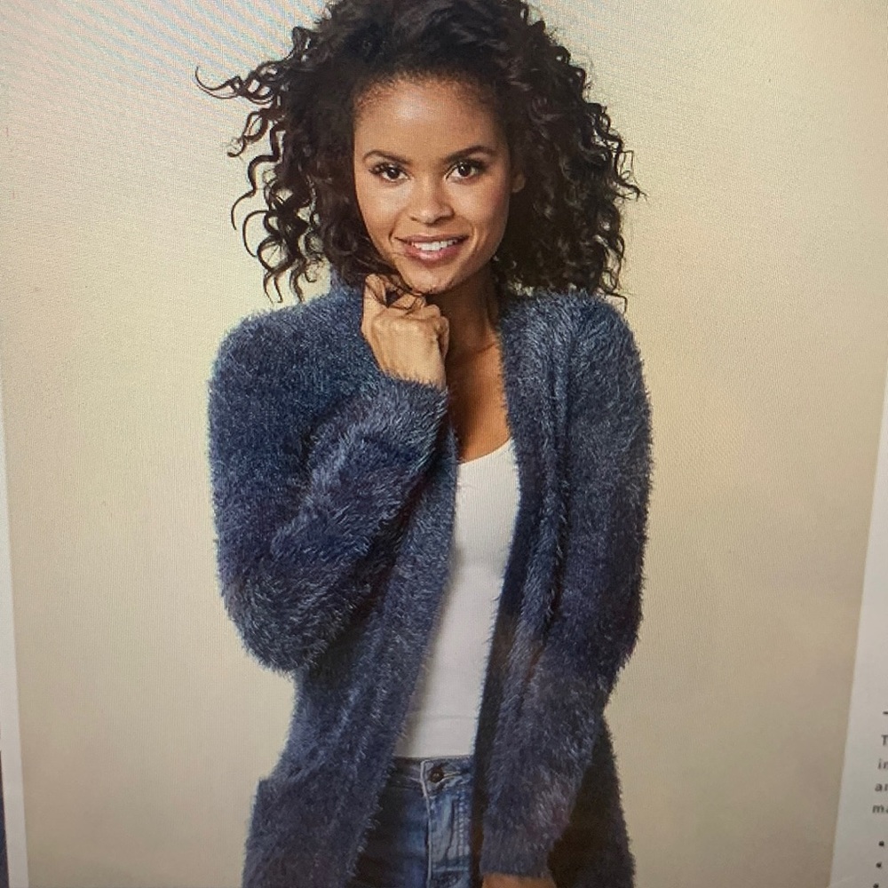 Venus Dark blue eyelash cardigan sweater